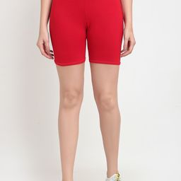 GRACIT Women Red Solid Biker Shorts-image-94