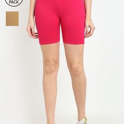 GRACIT Women Pink Set Of 2 Cycling Sports Shorts-image-39