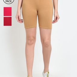 GRACIT Women Pack Of 3 Cotton Biker Shorts-picture-45