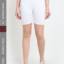 Jinfo  Women Pack Of 2 Mid-Rise Super Commed Lycra Cycling Sports Shorts-image-64