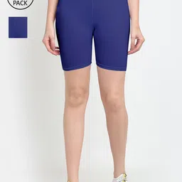 GRACIT Women Pack Of 2 Blue Cycling Sports Shorts-picture-16