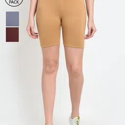 GRACIT Pack Of 3 Women Grey Cycling Sports Shorts-image-13