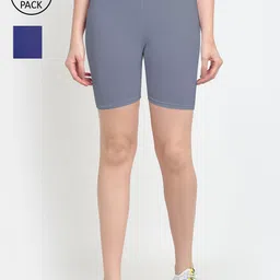 GRACIT Pack Of 2 Women Grey Cycling Sports Shorts-49