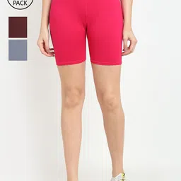 GRACIT Pack Of 3 Women Grey Cycling Sports Shorts-image-96