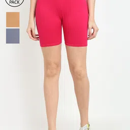 GRACIT Women Pack Of 3 Grey Cycling Sports Shorts-picture-7