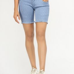 AngelFab Women Self Design High-Rise Denim Shorts-image-25