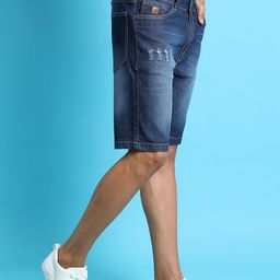 Campus Sutra Men Navy Blue Denim Shorts-picture-5