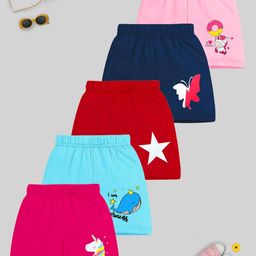 KUCHIPOO Girls Pack Of 5 Graphic Printed Shorts-image-70