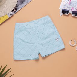 Purple United Kids Girls Self Designed Mid Rise Cotton Shorts-23