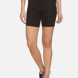 Outflits Women Black Solid Cotton Skinny Fit Cycling Shorts-picture-27