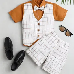 Jeetethnics Boys Partywear Checked Shirt with Shorts-image-9