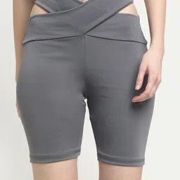 EVERDION Women Grey Slim Fit High-Rise Training or Gym Sports Shorts-image-21