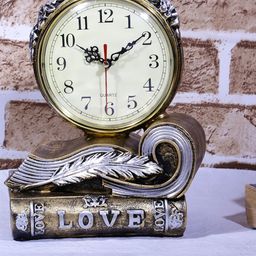 A Vintage Affair- Home Decor Gold Vintage Books Tabletop Clock Showpieces-image-26
