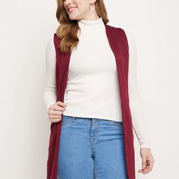 BRINNS Women Sleeveless Longline Open Front Shrug-15