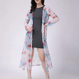 SCORPIUS Floral Printed Longline Shrug-16
