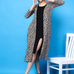 BAESD Floral Printed Longline Open Front Shrug image 1
