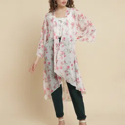 UnaOne Floral Printed Longline Shrug-47