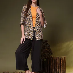 BStories Printed Three-Quarter Sleeves Longline Shrug-19