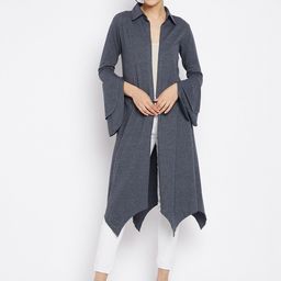 Hypernation Women Blue Longline Shrug-image-87