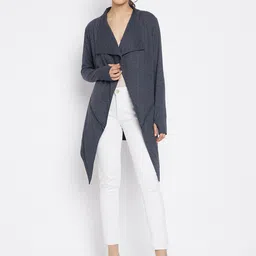 Hypernation Women Blue Longline Shrug-image-86
