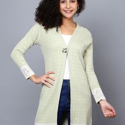 BROOWL Self Design Longline Wool Shrug-15