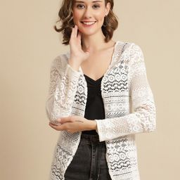 UnaOne Women Off White Cotton Shrug-50