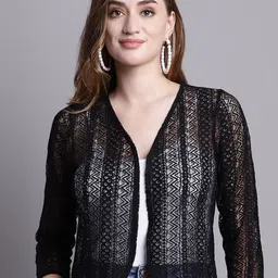 Rute Self Design Cotton Open Front Shrug-3