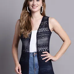 Rute Self Design Sleeveless Cotton Open Front Shrug-image-48
