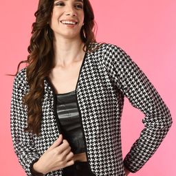 IUGA Checked Shawl Collar Long Sleeves Open Front Jacket-28