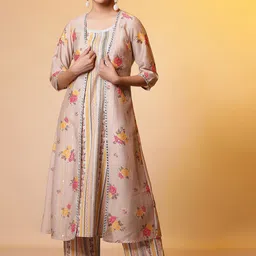 AURELIA Floral Printed Regular Kurta With Trousers-picture-21