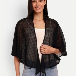 Espresso Self Design Sheer Open Front Shrug-6