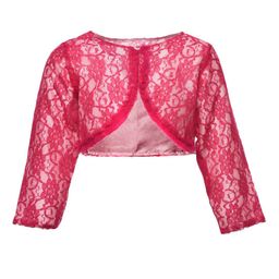 A Little Fable Girls Pink Crop Lace Ruffle Button Shrug-image-24