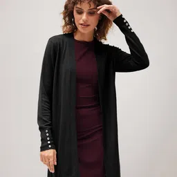 SASSAFRAS Acrylic Longline Open Front Shrug-11