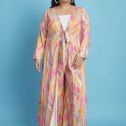 theRebelinme Women Printed Party Longline Tie-Up Shrug-49