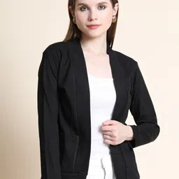 TEEMOODS Women Black Monochrome Shrug-30