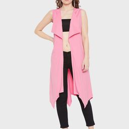 Hypernation Women Pink Sleeveless Cotton Shrug-14
