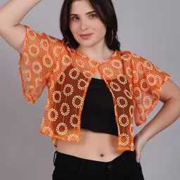 Dressitude  Self Design Cotton Crop Button Shrug-28