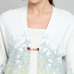 BROOWL Abstract Self Design Woollen Open Front Longline Shrug image 2