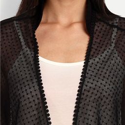 Espresso Self Design Sheer Open Front Shrug image 3