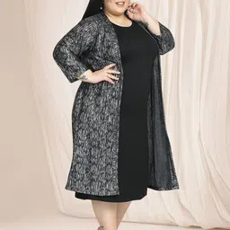 wild U Plus Size Abstract Printed Longline Open Front Shrug image 2