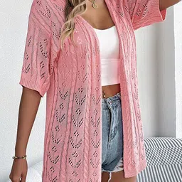 StyleCast x Revolte Self Design Sheer Open Front Shrug image 5