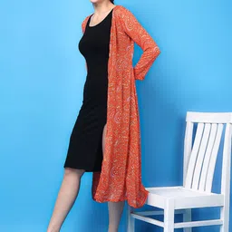 BAESD Ethnic Motif Printed Longline Open Front Shrug image 4