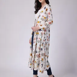 SCORPIUS Floral Printed Longline Open Front Shrug image 4