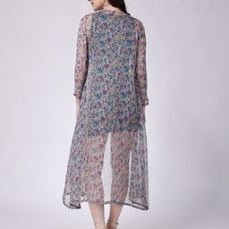 SCORPIUS Printed Chiffon Open Front Longline Shrug image 4