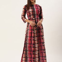 Ethnovog Women Multicoloured Made To Measure Digital Print Dyed Art Silk Anarkali Kurta-picture-8