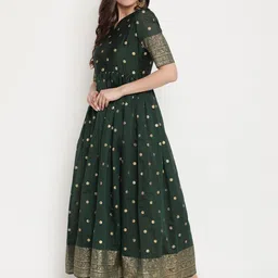 Ahalyaa Green Ethnic Motifs Ethnic Maxi Dress image 4