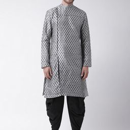 DEYANN Ethnic Motifs Printed Mandarin Collar Knee Length Straight Kurta with Dhoti Pant-picture-32