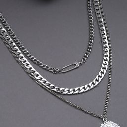 SOHI Set Of 3 Silver-Plated Layered Chain image 1