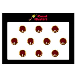 Comet Busters 10 Pcs Embellished Reusable Designer Bindis - Maroon & Gold-Toned image 1