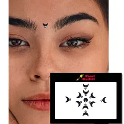 Comet Busters 11 Pcs Embellished Reusable Designer Bindis - Black image 3